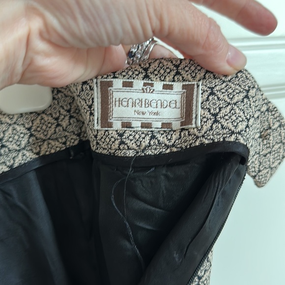 Henri Bendel Skirt NWOT Vintage Gorgeous tan and black pattern - fully lined - Picture 6 of 12
